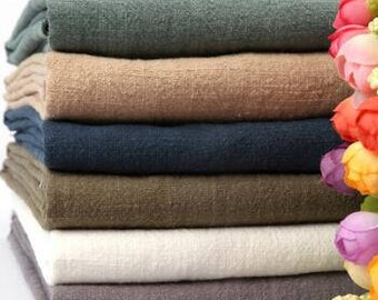 Washed linen cotton fabric pure color fabric wrinkles fabric ramie fabric -(FSXIY)- by half meter/ 55"wide