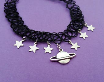 pastel goth saturn choker - planet choker - grunge choker - 90s - tattoo choker - soft grunge