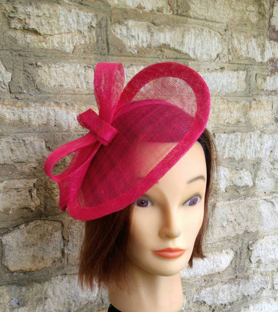 Pink fascinator bright pink wedding hat cocktail hat fuschia