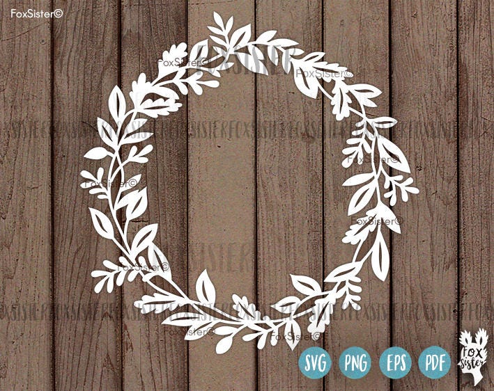 Download Wreath Monogram SVG / PDF Blank Circle Floral Frame