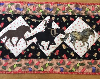 Cowboy Christmas themed table runner