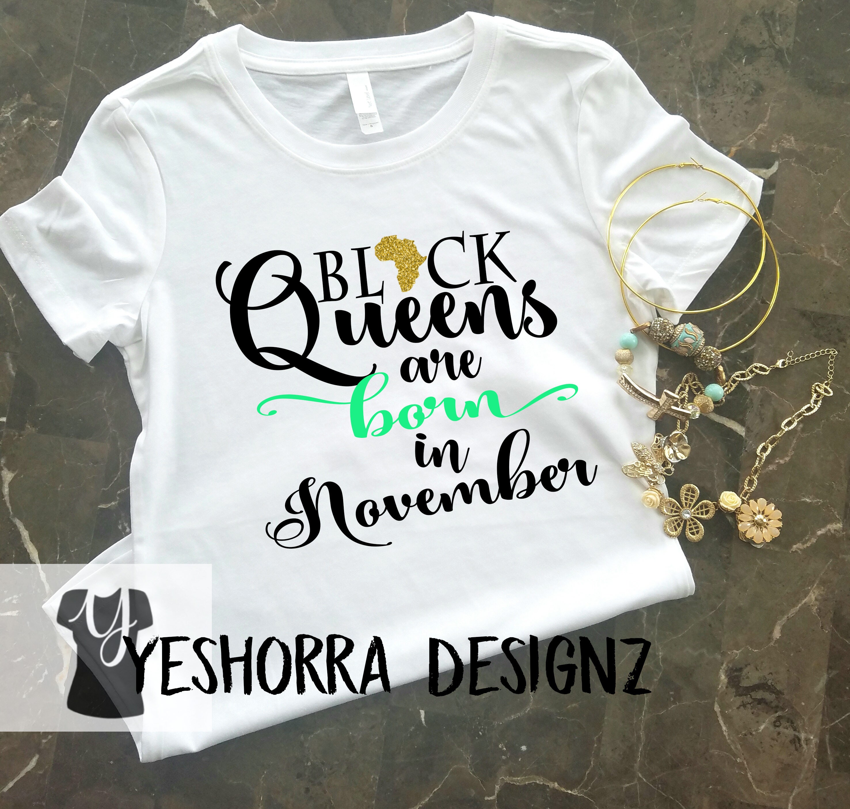 Black Queens are Born in November Birthday Queen Shirt