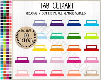SALE 100 TAB clipart rainbow tab stickers printable planner divider colorful planner tabs blank planner tabs blank divider pastel stickers