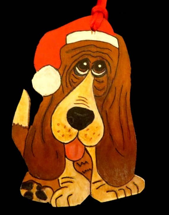 Whimsical Basset Hound Christmas Ornament