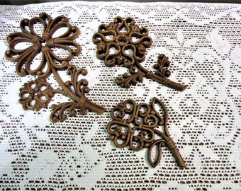 Flower Wall Plaques Homco Dart Set of 3 Home Decor Floral Art Vintage blm