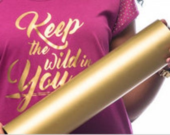 Thermoflex Plus Metallic Antique Gold 12x15 HTV Iron On or Heat Press Heat Transfer Vinyl. Metallic Foil Antique