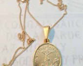 Necklace - Saint Mary Magdalene at Foot of Cross 19x22mm - 18K Gold Vermeil + 18 inch 18K Gold Vermeil Chain