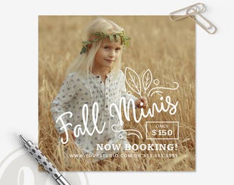 Fall Marketing - Fall Mini Session Template, Instant Download, Fall Marketing Board, Autumn Marketing, Autumn Mini Session Template