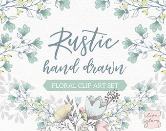 Rustic Floral Clipart Set Hand Drawn Wedding Downloadable Invitation For Rustic Floral Clipart Set Hand Drawn Wedding Downloadable Invitation For