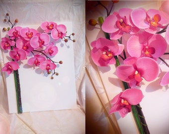 Art print floral Orchid artificial fuchsia color choice