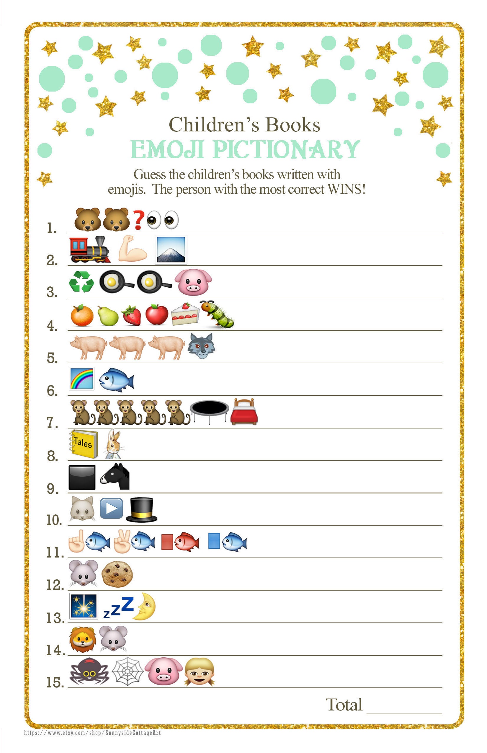 Children's Books EMOJI Pictionary game Baby Shower game