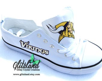Minnesota Vikings White or Black Low Top Fashion Tennis Shoes