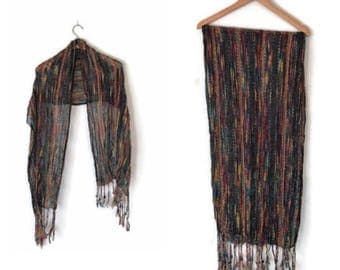 Vintage 90s Colorful shawl confetti scarf cotton scarf rainbow scarf WOVEN shawl glitter shawl BOHO HIPPIE hipster scarf