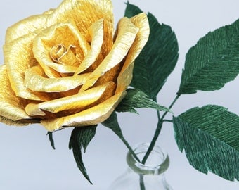 Gold Paper Rose for Paper Anniversary