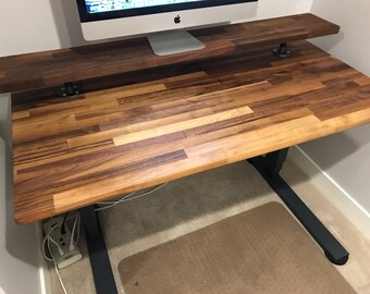 Walnut Butcher Block Desktop, 25 x52 inch, Character Black Walnut, Desk, top, desktop, table top, workstation, coffee table, hardwood