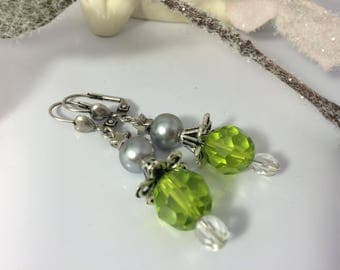 Earrings ' ear romantic Emerald glass beads