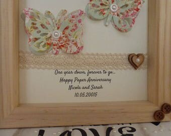1st wedding anniversary gift, 1st anniversary gift, paper gift, 1st framed gift, paper anniversary present, personalised handmade frame