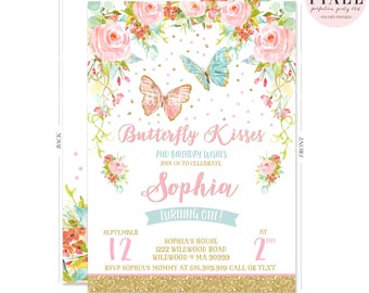 Butterfly Birthday Invitation Butterfly Invitation Whimsical Floral Butterfly Invitation Floral Butterfly Garden Birthday Party Invitation