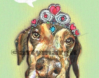 Custom Pet Portrait, posh pooch, illustration, handmade, personalised, include your text or a caption, dog art, artwork of animal face