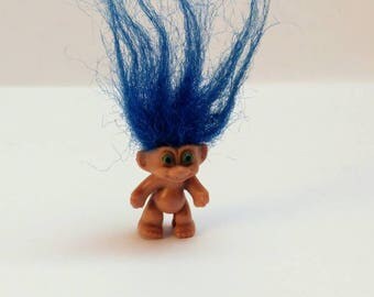 Vintage troll pencil topper blue hair