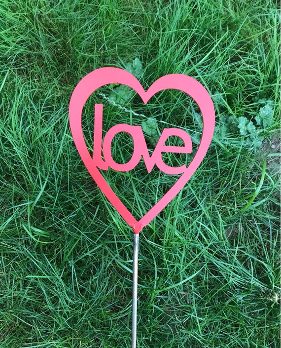 Metal LOVE Heart Yard Stake Valentine Tribute