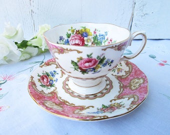 Vintage Royal Albert tea cup and saucer, Lady Carlyle, Bone China England, Lady Size, High Tea, Wedding Gift