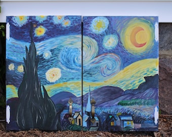 Monet Starry Night hand painted cabinet doors