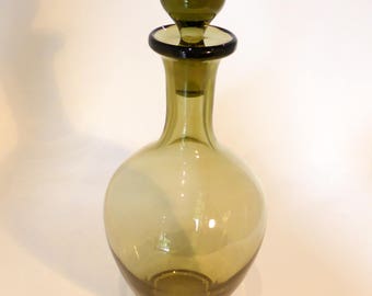 Vintage smoked brown/green Glass decanter – original from the 1970s