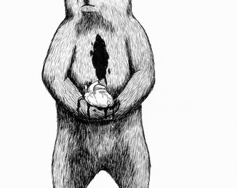Bear line drawing | Etsy