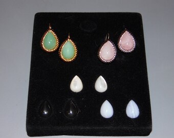 Kenneth J. Lane Interchangeable Earrings with Gold or Silver Setting Magnetic KJL Pierced Earrings
