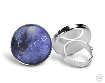Pisces Constellation Ring | Pisces Ring Zodiac Ring Adjustable Ring Constellation Jewelry Galaxy Ring Star Astrology Horoscope