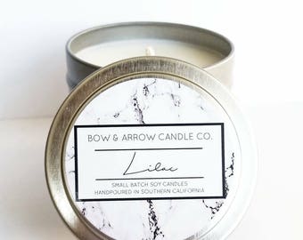 4 oz Natural Soy Candle Lilac Scented | 4 oz Tin Candle | Floral Scented | Lilac Candle | Spring Candle | Scented Soy Candle | Gift Idea