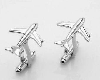 Airplane cufflinks. Cufflinks. Groomsmen cufflinks. Groom cufflinks. Silver cufflinks. Outdoorsmen gift. Wedding Cufflinks. Cuff links.