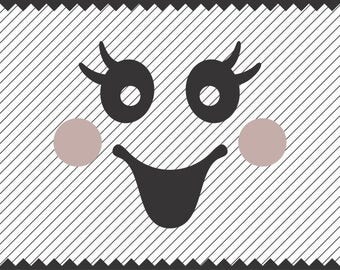 Cute Halloween Ghost Face Design - Vectorial File - Cameo file -Iron on Transfer -Cricut file -Laser Cutting and Engraving - SVG file - PNG