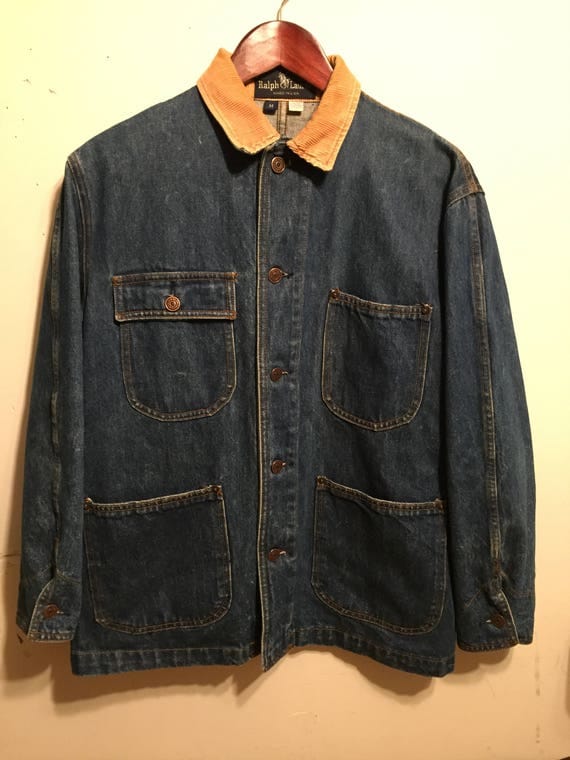 【etsy】 polo raplh lauren denim barn coat chore jacket 1990s