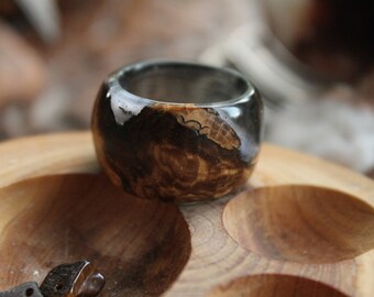 Christmas gift for her Witch ring mountains custom ring promise natural ring lover goth ring wood resin ring wedding gift art deco ring
