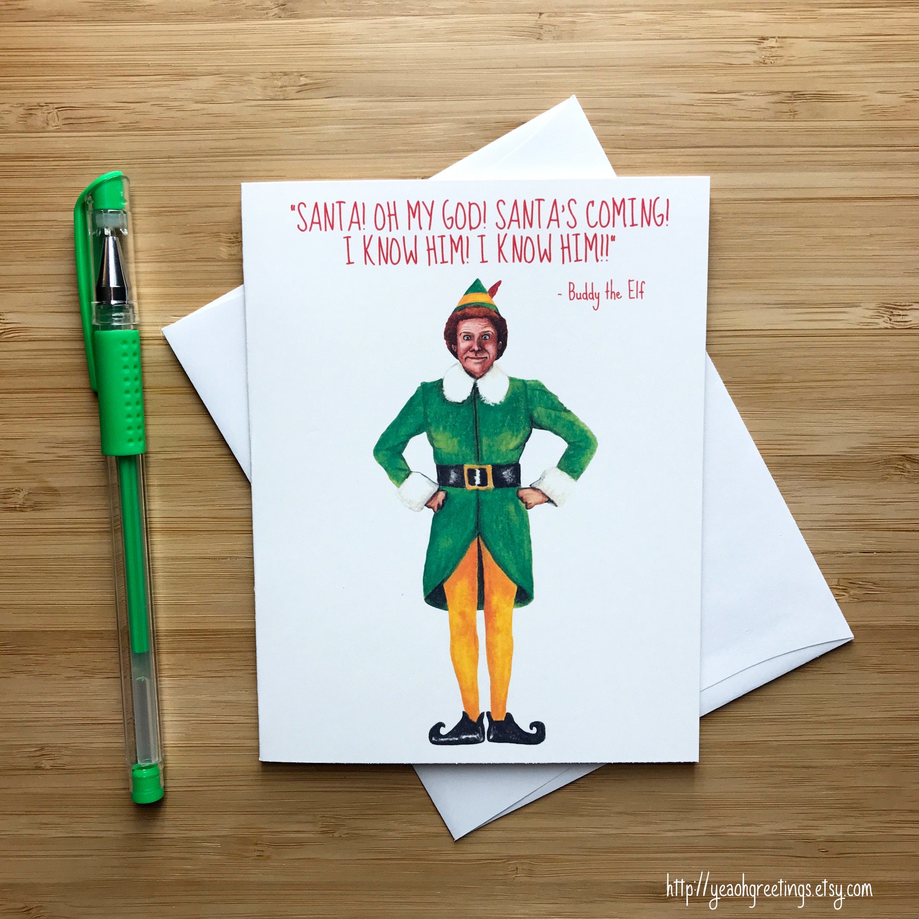 Funny Elf Christmas Card Will Ferrell Buddy the Elf Funny