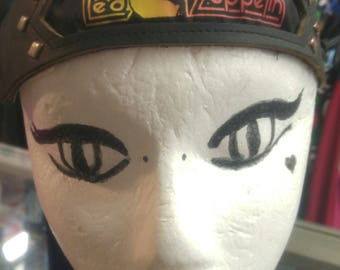 LED ZEPPELIN Leather and cloth with studs headband from the 1980s