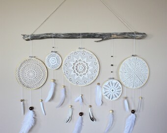 Dreamcatcher Wall Hanging-Driftwood Wall Hanging-Dream Catcher Set-Baby Room Wall Decor-Bohemian Wall Hanging-Driftwood Boho Wall Decor