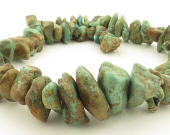 Vintage Natural Turquoise Nuggets on 17" Strand / 115 grams.