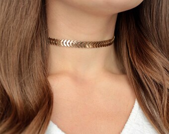 Tattoo Choker Gold Leaf Chain