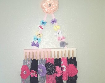 Hair Bow Holder, Baby Headband Holder, Pink Headband Organizer, Girls Bow Hanger, Personalized Bow Organizer, Custom Hair Clip Holder