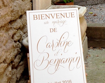 Panneau en bois personnalisable pour mariage.Pancarte mariage.Table accueil mariage personnalisée.Wedding wood welcome sign.