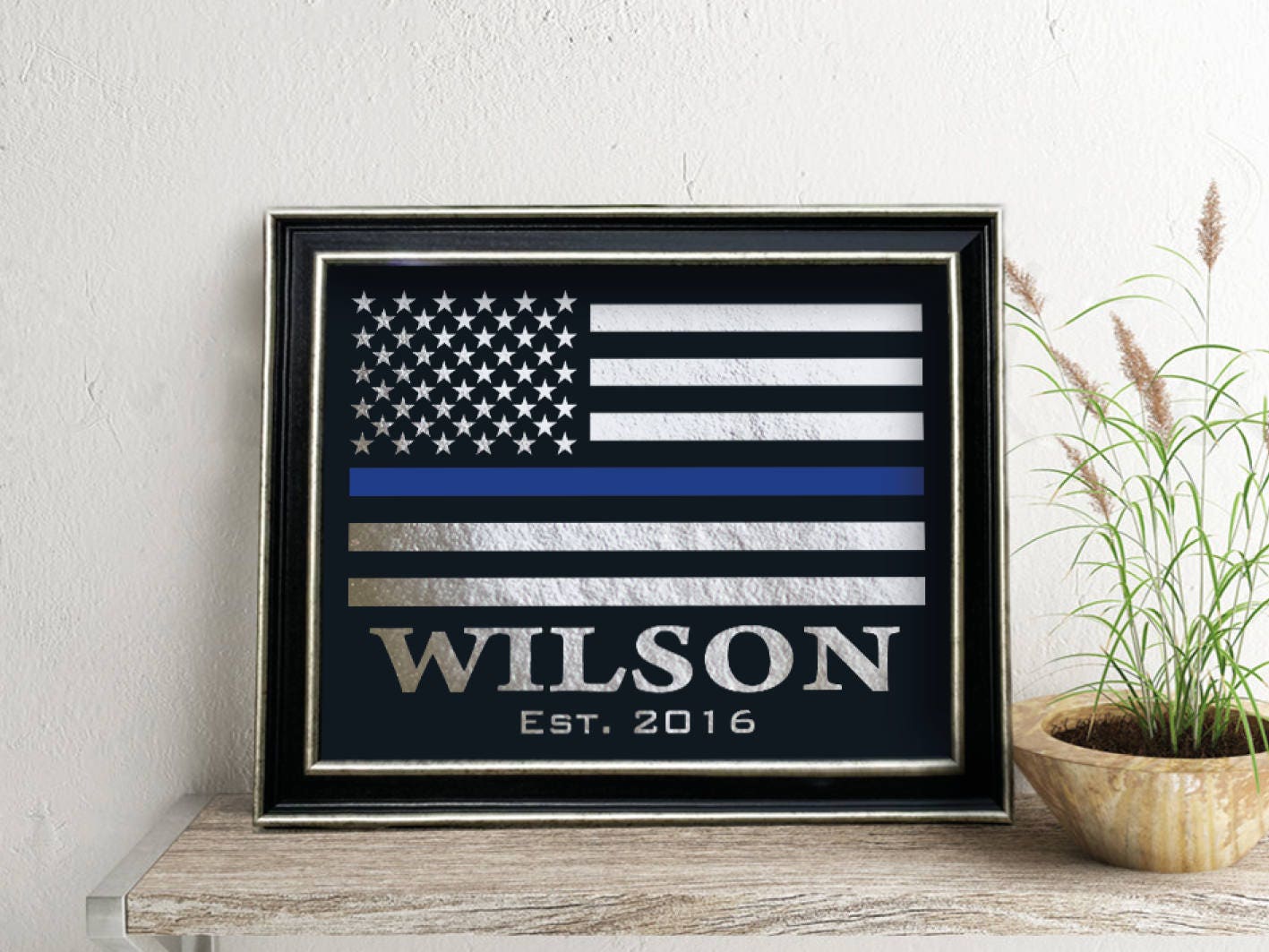 Police Officer Gift Law Enforce sign Personalized Thin Blue