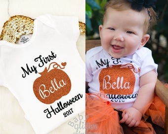 Baby Girl My First Halloween, Baby Girl First Halloween, 1st Halloween, Newborn Halloween Costume, Baby Pumpkin Outfit, Happy Halloween