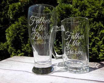 father of the groom beer glass, father of the bride beer glass, father of the bride glass, father of the groom glass, wedding party gifts, k
