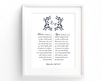 Paper Anniversary Gift - First Anniversary Gift - Wedding Vow Print - Wedding Vow Art - Wedding Vow Keepsake - Wedding Gift - Wedding Vows