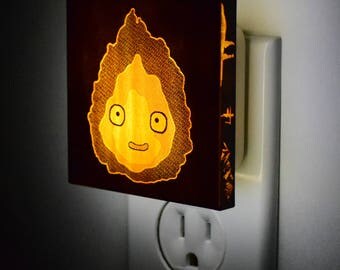 Calcifer Howl's Moving Castle Miyazaki Hayao studio ghibli - Lantern Night Light for bedroom, nursery, bathroom