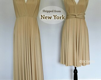 Beige infinity dress, Bridesmaid dress, prom dress, twist dress, convertible dresses, cocktail dresses, multiway dress