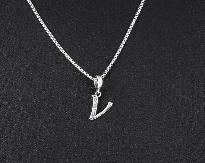 Letter V Initial Pendant Charm - 925 Sterling Silver - Personalised Gift - Gift Packaging available - Birthday Gift - Christening Gift